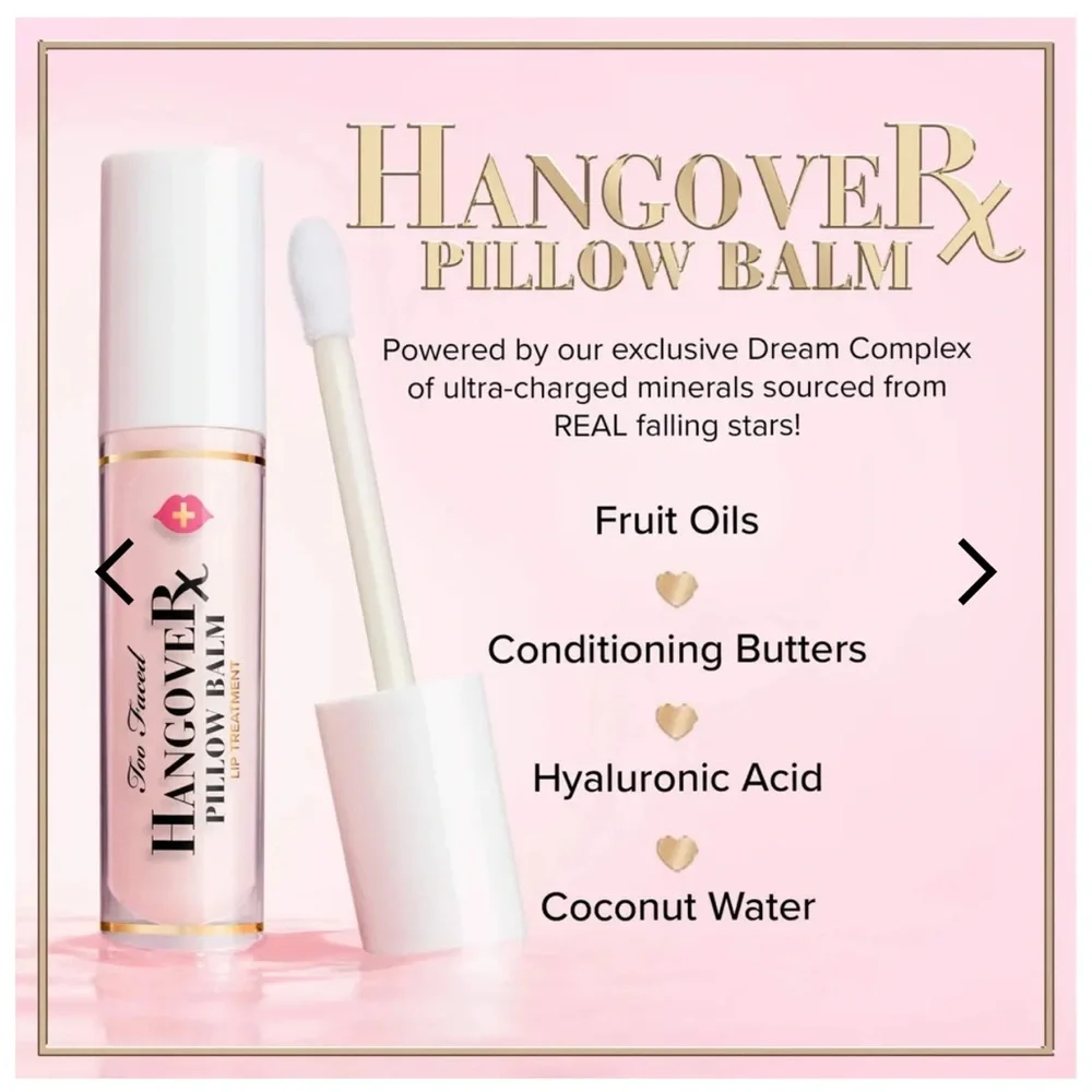 NWT Too Faced Hangover Pillow Balm Ultra-Hydrating Lip Treatment Cranberry Crush